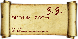 Zámbó Zóra névjegykártya